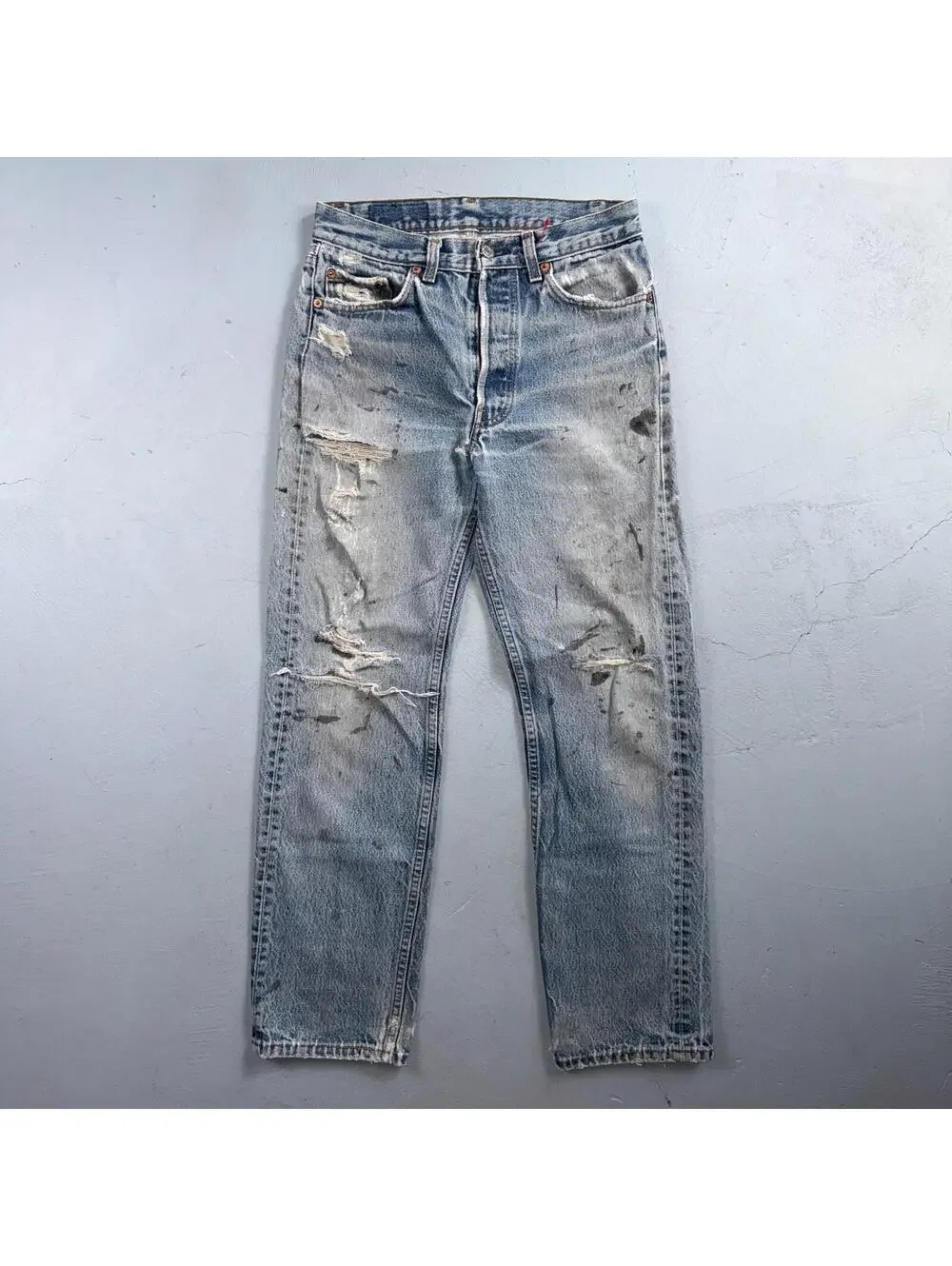 Levis 501 Vintage 90s USA XX Straight Leg Jeans Blue Light Wash 29x32 Act 28x28